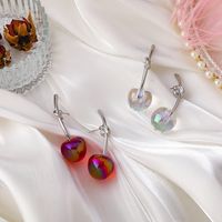 Sweet Lovely Clear And Shiny Colorful Cherry Earrings main image 3