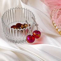 Sweet Lovely Clear And Shiny Colorful Cherry Earrings main image 4