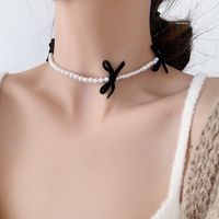 Velvet Bow Pearl Necklace main image 1