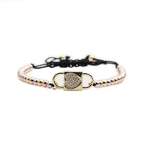 Simple Mixed Color Copper Beads Black Rope Chain Love Adjustable Bracelet main image 1
