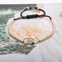 Simple Mixed Color Copper Beads Black Rope Chain Love Adjustable Bracelet main image 4