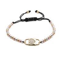 Simple Mixed Color Copper Beads Black Rope Chain Love Adjustable Bracelet main image 6