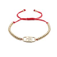 Bracelet Ajustable De Chaîne Rouge De Perles De Cuivre D&#39;étoile De Zircon main image 2