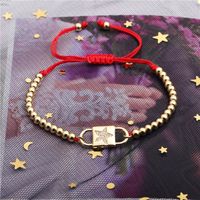 Bracelet Ajustable De Chaîne Rouge De Perles De Cuivre D&#39;étoile De Zircon main image 4