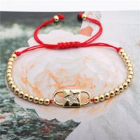 Bracelet Ajustable De Chaîne Rouge De Perles De Cuivre D&#39;étoile De Zircon main image 5