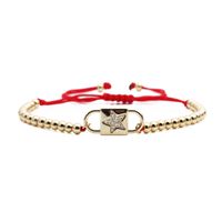 Bracelet Ajustable De Chaîne Rouge De Perles De Cuivre D&#39;étoile De Zircon main image 6
