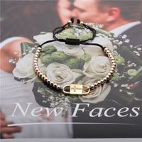 Simple 4mm Mixed Color Copper Beads Black Rope Chain Cross Adjustable Bracelet main image 3