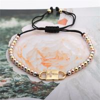 Simple 4mm Mixed Color Copper Beads Black Rope Chain Cross Adjustable Bracelet main image 5