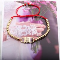 Creative Zircon Copper Beads Red String Rainbow Adjustable Bracelet main image 4