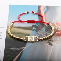 Creative Zircon Copper Beads Red String Rainbow Adjustable Bracelet main image 5