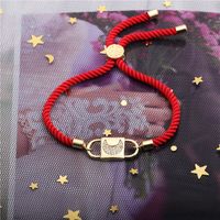 Simple Star Copper Zircon Moon Religious Red String Adjustable Bracelet main image 4