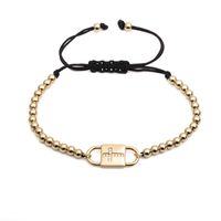 New Zircon Cross Copper Beads Black Rope Adjustable Bracelet main image 2