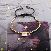 New Zircon Cross Copper Beads Black Rope Adjustable Bracelet main image 3