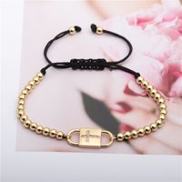 New Zircon Cross Copper Beads Black Rope Adjustable Bracelet main image 4