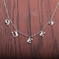 Stainless Steel Letters Kiing Queen Necklace main image 4