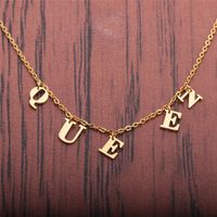 Stainless Steel Letters Kiing Queen Necklace main image 5