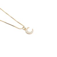 Pearl Zircon Moon Pendant Necklace main image 4