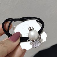 Korea Simple Diamond Pearl Hair Ring Set main image 5