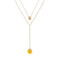 Fashion Golden Pea Pendant Multi-layer Necklace sku image 1