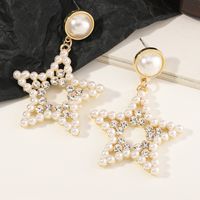 Fashion Round Five-pointed Star Pearl Earrings sku image 4