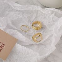 Einfache Übertriebene Mode Gold Mehrschichtige Feine Faden Quadratischen Ring sku image 1