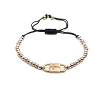 Simple 4mm Mixed Color Copper Beads Black Rope Chain Cross Adjustable Bracelet sku image 1