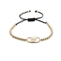 Simple Zircon Moon Copper Beads Black Rope Adjustable Bracelet sku image 1
