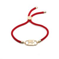 New Zircon Cross Religious Red Rope Adjustable Bracelet sku image 1