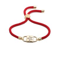 Simple Copper Zircon Star Religion Red Rope Adjustable Bracelet sku image 1