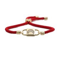Simple Star Copper Zircon Moon Religious Red String Adjustable Bracelet sku image 1
