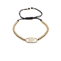 Fashion Zircon Love Copper Beads Black Rope Adjustable Bracelet sku image 1