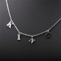 Stainless Steel Letters Kiing Queen Necklace sku image 1
