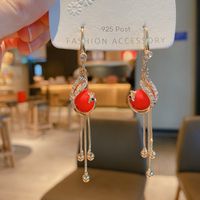 Simple Fashion Long Red Pearl Earrings sku image 1