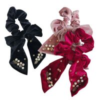 Retro Diamond Bow Velvet Hair Scrunchies main image 3