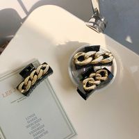 Black Resin Alloy Chain Hair Catch Clip main image 3