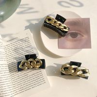 Black Resin Alloy Chain Hair Catch Clip main image 5