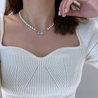 Fashion Saturn Pearl Clavicle Chain Hipster Necklace main image 2