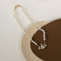 Fashion Saturn Pearl Clavicle Chain Hipster Necklace main image 5