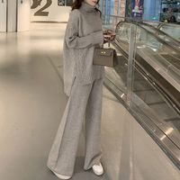 New Loose Simple Wide Leg Pants Two-piece Knitted Suit main image 1