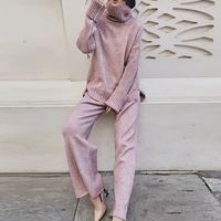 New Loose Simple Wide Leg Pants Two-piece Knitted Suit main image 5
