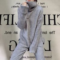 New Loose Simple Wide Leg Pants Two-piece Knitted Suit main image 8