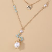 Collier De Perles En Alliage De Cristal Bleu main image 4