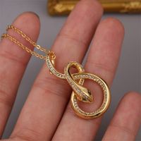 Korean Style Copper Inlaid Zirconium Zodiac Snake Necklace main image 4