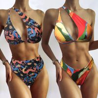 Retro Print Sexy One Shoulder Bikini main image 1