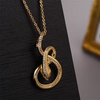Korean Style Copper Inlaid Zirconium Zodiac Snake Necklace sku image 1