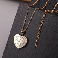 Creative Simple Copper Inlaid Zirconium Heart Necklace sku image 1