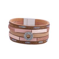 Fashion Diamond Magnetic Buckle Leather Bracelet main image 1