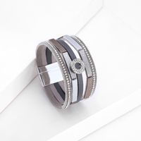 Fashion Diamond Magnetic Buckle Leather Bracelet main image 6