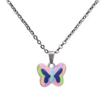 Fluorescent Luminous Butterfly Heart Pendant Color Changing Necklace main image 3