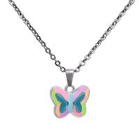 Fluorescent Luminous Butterfly Heart Pendant Color Changing Necklace main image 4
